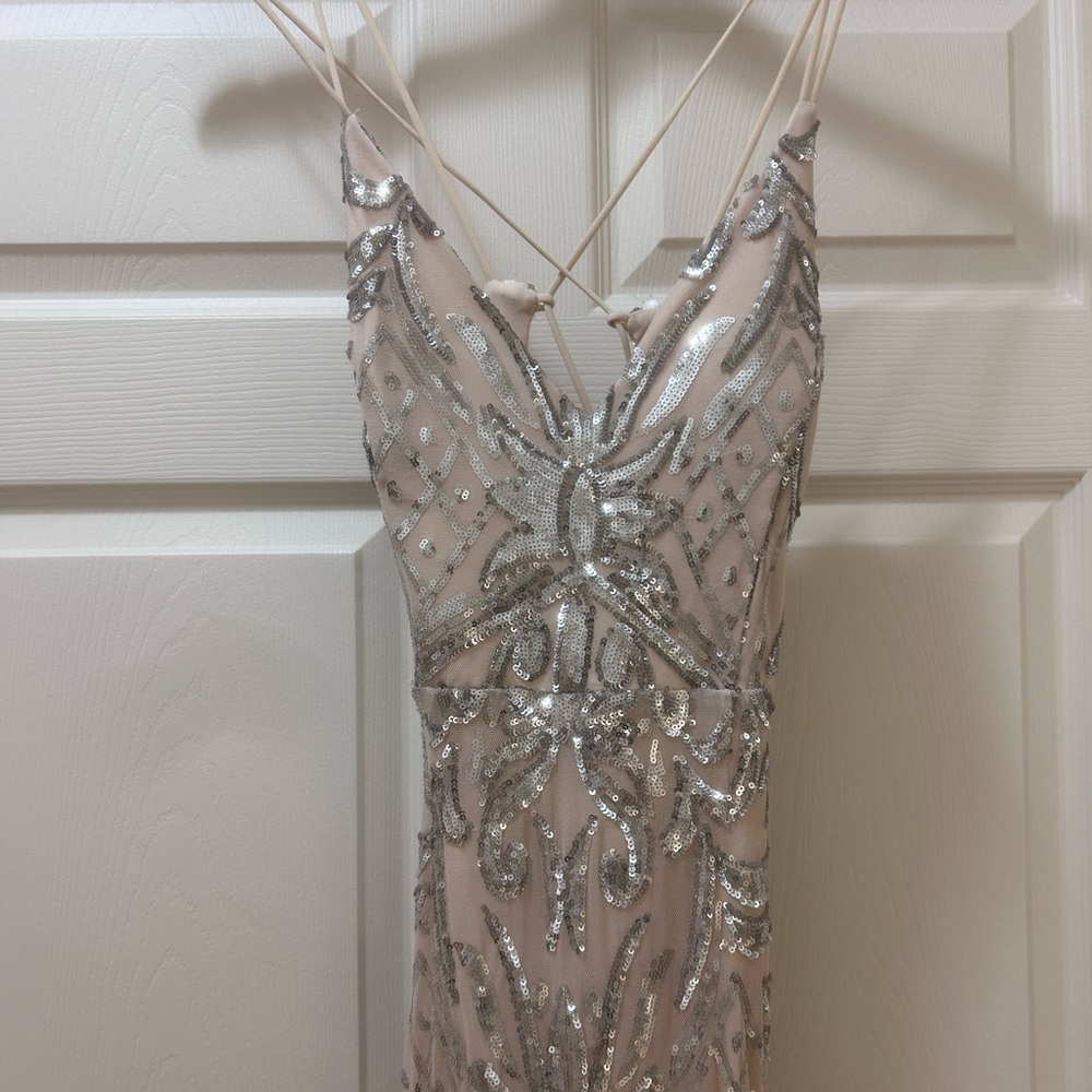Nude Sequined Windsor Bodycon Gown